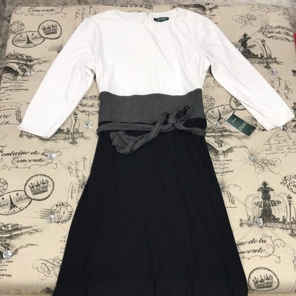Lauren Ralph Lauren Paneled Jersey Fit-&-Flare Dress - Picture 3 of 11